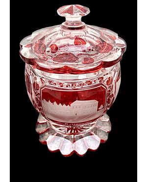 Crystal layered and cut glass - box. Bohemia
