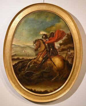 Saint George slays the Dragon, Follower of Raffaello Sanzio (Urbino, 1483 – Rome, 1520), 17th-18th century