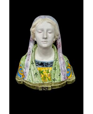 Busto in maiolica raffigurante Francesca.Manifattura Minghetti.Bologna.