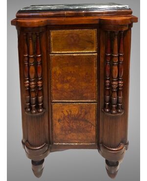 Walnut cabinet with three drawers with Napoleonic decorations     