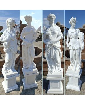 Statue quattro stagioni in marmo con basamento - Altezza con piedistallo 160