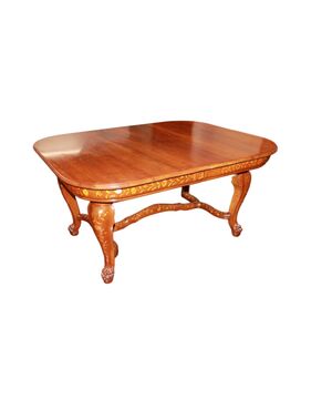 Tavolo Olandese di metà 1800 in Legno di Mogano con Intarsi