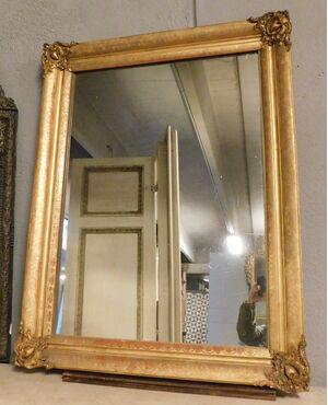 specc292 - gilded and carved mirror, 19th century, measuring cm l 65 xh 110     