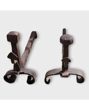 Pair of 16th-century wrought iron fire dogs