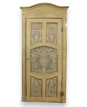 PTL464 - Porta laccata con pannelli dipinti, epoca '700, misure luce cm L 94 x H 222