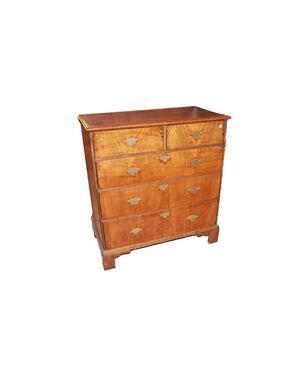 Piccolo cassettone comoncino inglese del 1700 stile Queen Anne in legno di noce