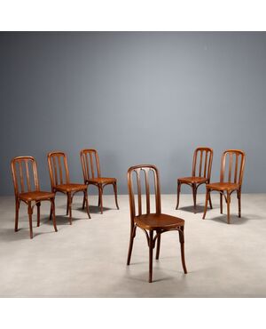 Gruppo di 6 Sedie J. & J: Kohn Austria Fine XIX Inizio XX Secolo