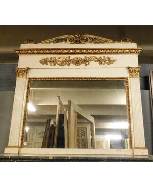 specc295 - specchiera laccata con decori dorati, prima metà '800, misura cm l 160 x h 157