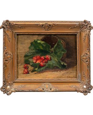 Octave Cartel (Belga, 1884 - 1944) - Natura morta di fragole.