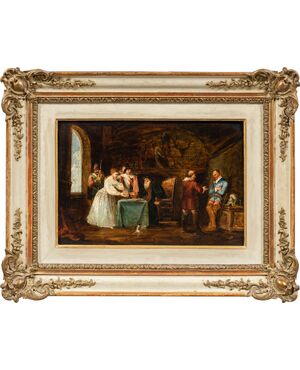 Pittore italiano (datato 1853) - Scena di interno storica.
