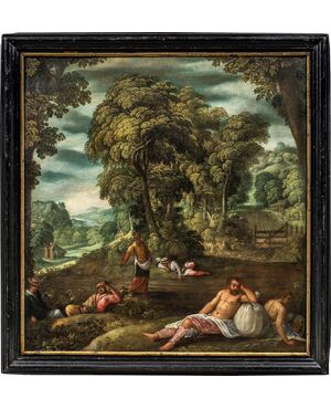 Pauwels Franck, detto Paolo Fiammingo (Anversa 1540 ca. - Venezia 1596) - Parabola del diavolo che semina zizzania.