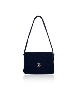 CHANEL Borsa a Tracolla Vintage in Velluto Col. Nero CC S