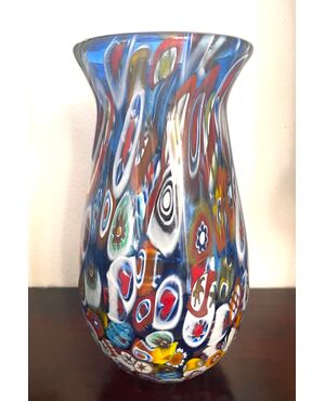 Submerged glass vase with murrine. Brothers Toso Murano     