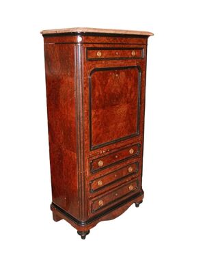 Secretaire Francese stile Luigi Filippo del 1800 in radica di Maples