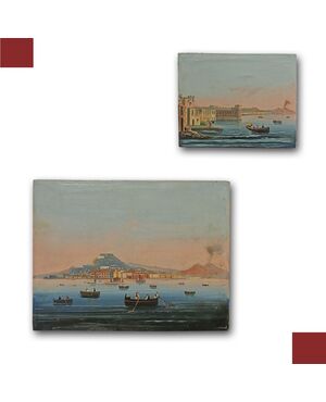 PAIR OF PAINTINGS WITH GULF OF NAPLES MID-19TH CENTURY