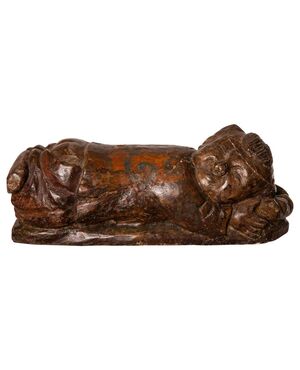 Antica scultura in legno "bimba che dorme"- O/5303