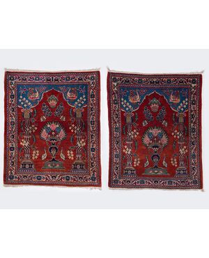 Pair of antique KASHAN bedside rugs - n.145-146