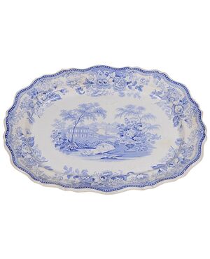 English white/blue wall or centerpiece dish - O/3292