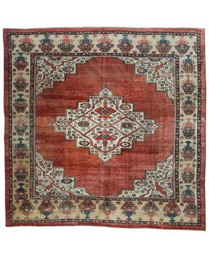 Rare large antique square Bakhshayesh rug from private collection - (630)