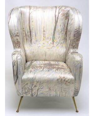 Poltrona vintage di Marco Zanuso rifoderata con tessuto vintage - M/1975