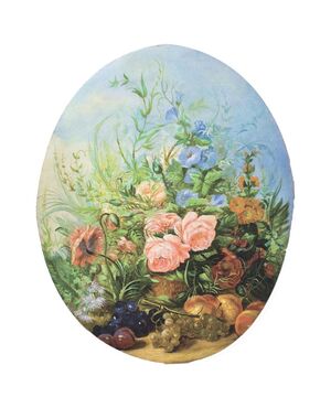 Set of 4 oval paintings from boiserie panels. - O/5542