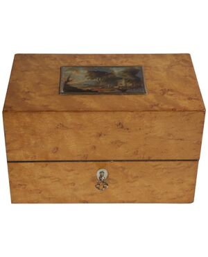 Antique Italian casket with miniature - O/3321