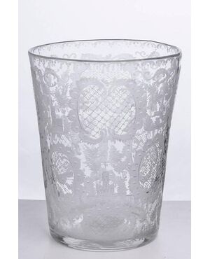 Importante antico vaso olandese in cristallo inciso - O/311