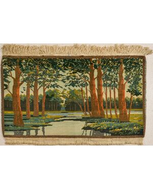 Rare small Persian KASHAN carpet with a "landscape" subject - without reserve.