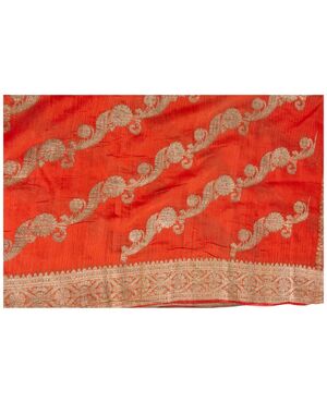 Antique Indian coral-colored Sari - B/1524-6