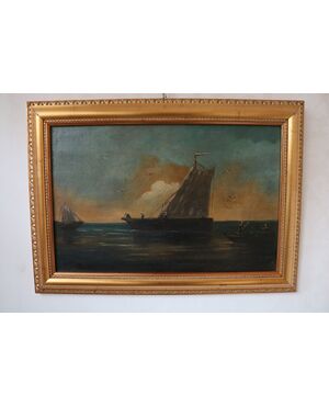 Dipinto, "Barche in mare"