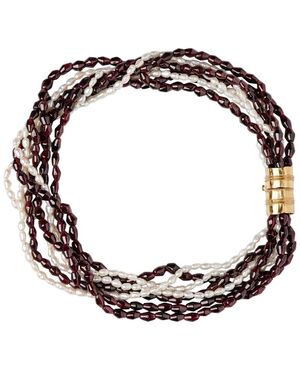 Garnets and river pearls necklace with gold clasp - G/227