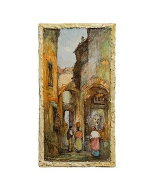 Italian ceramic panel painted with Ligurian landscape - O/8191 -