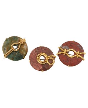 Jasper brooch series with gold nautical knots - G/91-92.93