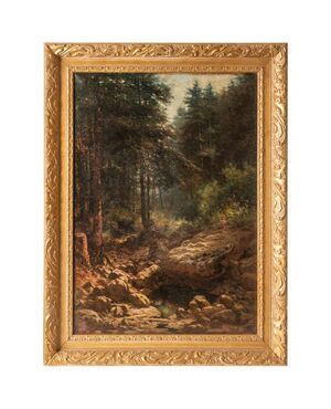French painting "Stream in the woods" - O/8218