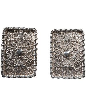 Pair of antique silver letter trays - A/2131-2132