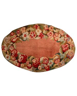 Small handmade HOOKED rug, vintage - n.1222 -