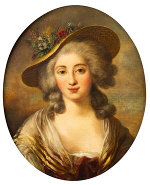 Oval painting with female portrait - O/5300 -