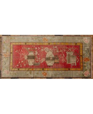 Grande tappeto antico Samarkanda con vasi - nr. 1417 -