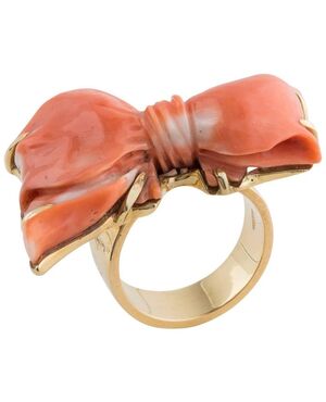 Coral and gold ring-sculpture - G/244