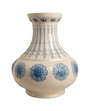 Vaso in ceramica bianco ed azzurro - O/830 -