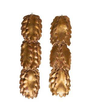 Coppia antichi fregi dorati "foglie" - O/4792 -