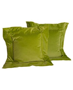 Pair of apple green velvet cushions - B/1972 -