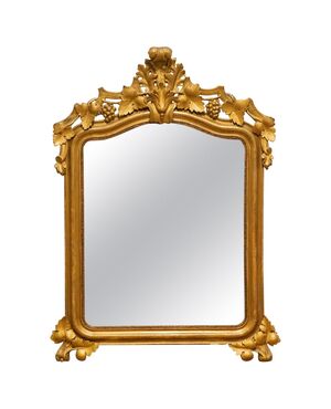 Antica specchiera in legno dorata con uva - M/1357 -