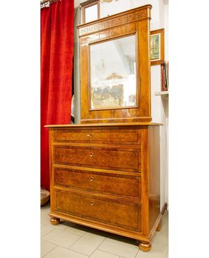 Comò in rovere e radica di noce con specchiera  - M/1179