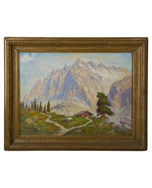 Painting with mountain landscape - O/5151 -