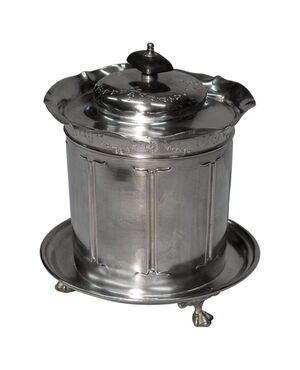 English silverplate tea caddy. O/7590
