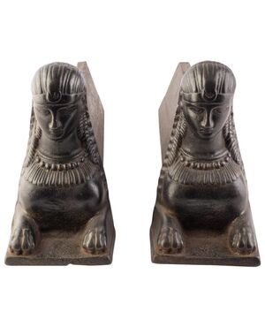 Coppia di alari antichi "sfinge" - O/4389 -