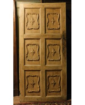 ptl541 - porta laccata con pannelli scolpiti, epoca '800, provenienza Genova, misura cm l 96 x h 200 x sp. 3