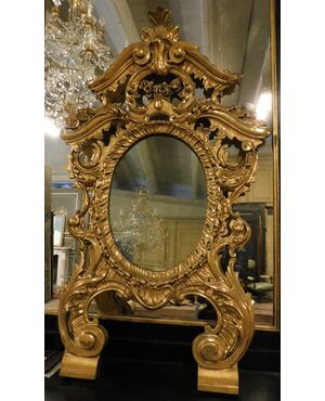 specc303 - golden mirror, 18th century, meas. cm l 82 xh 139     