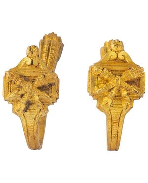 Pair of antique bronze tiebacks - O/6770-7